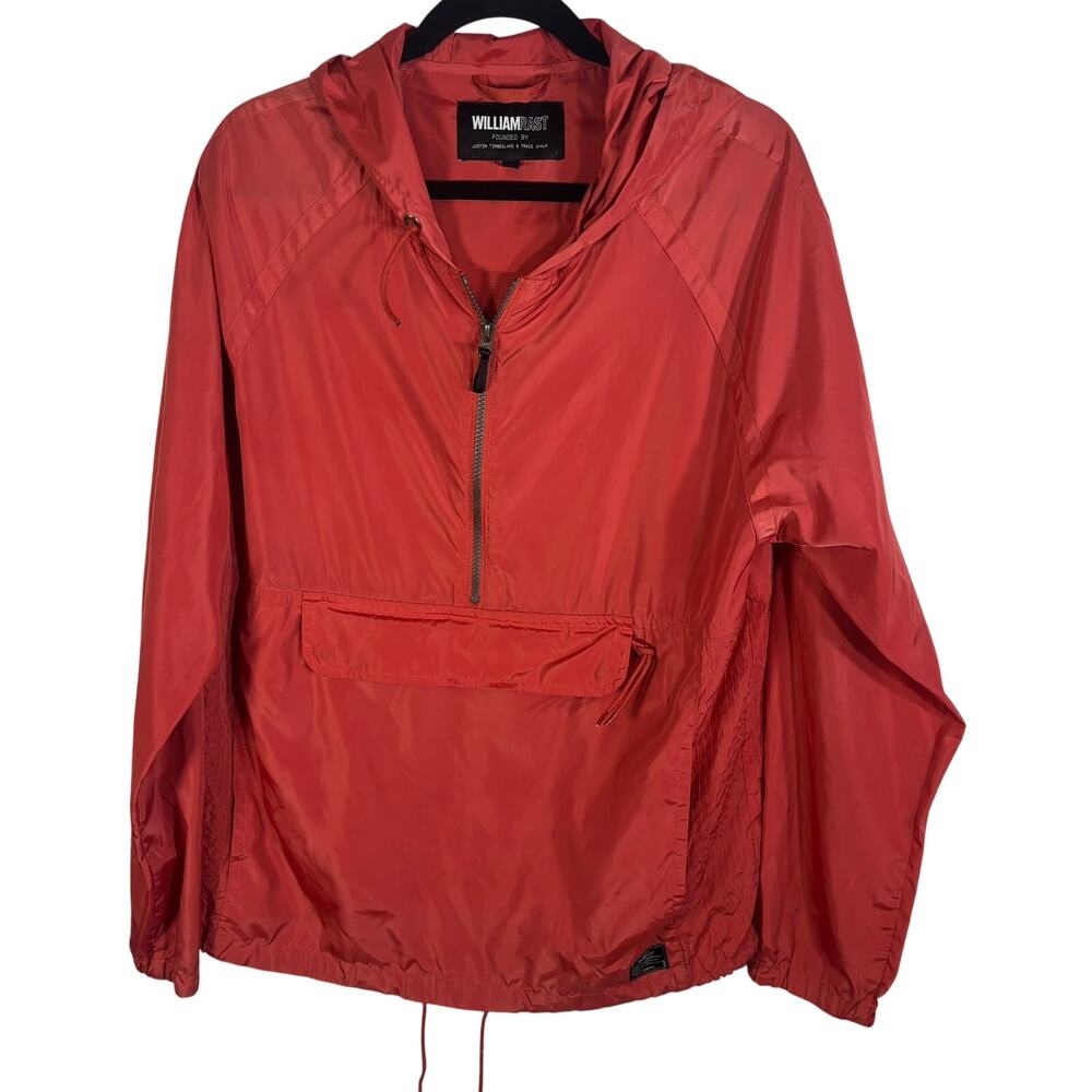 William Rast Men M Red Orange Hooded Anorak Windbreaker Jacket Justin Timberlake